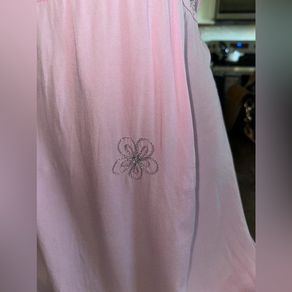 Y2K Pink rayon babydoll dress with silver detailing - Picture 3 of 7